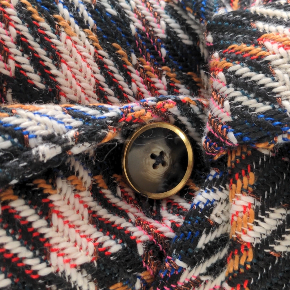 CAbi Regency Belted Noble Plaid Multicolor Coat with Fringe - Picture 5 of 10